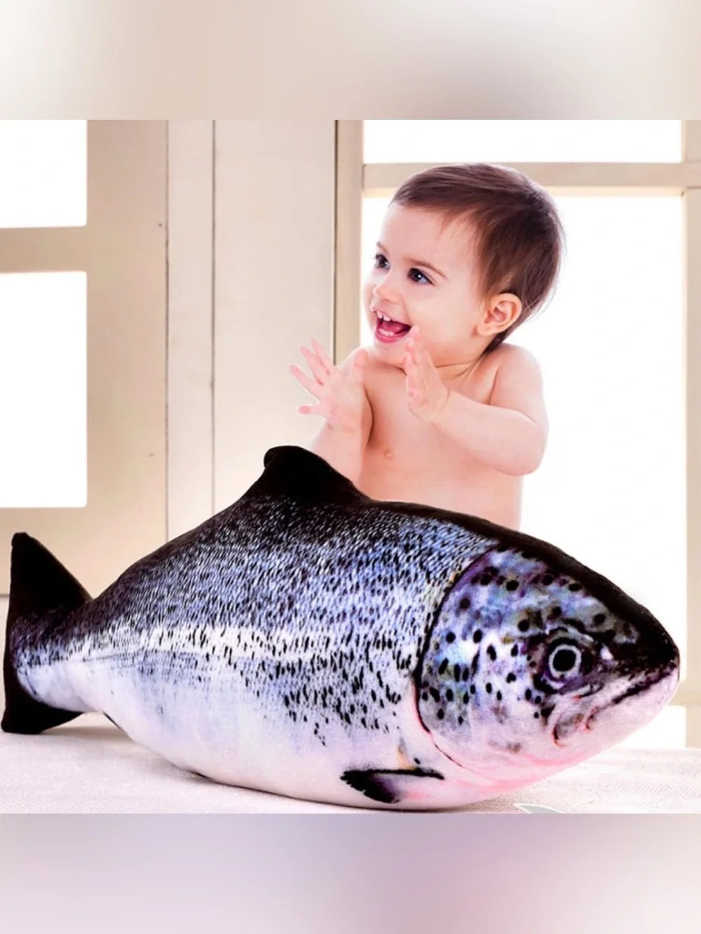 20 Realistic Salmon Fish Plush Pillow Stuffed Animal Soft Toy